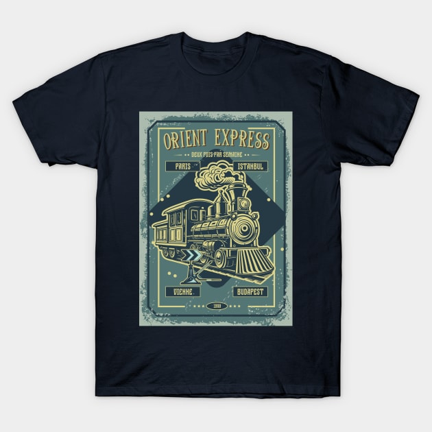 RETRO TRAIN T-Shirt by CatCoconut-Art